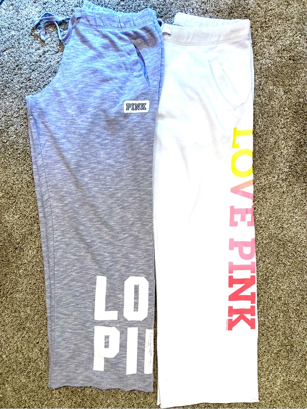 🌺Bundle🌺PINK Victoria's Secret Gray and White Wide Leg Sweatpants